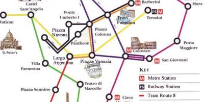 Roma mapa do metrô com atrações turísticas