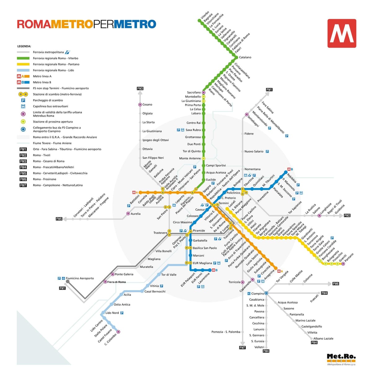 O mapa de Roma e a estação de metro