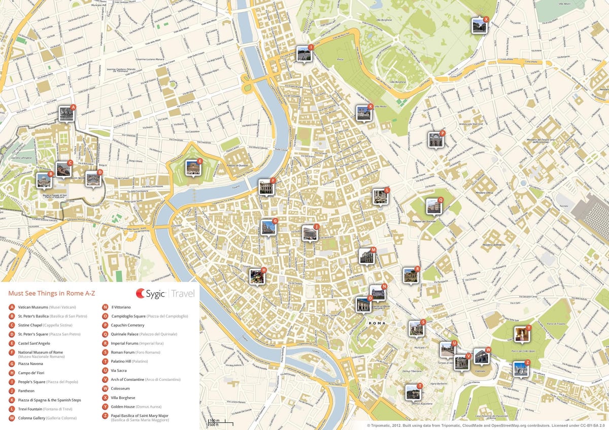 Roma, Itália mapa de atrações