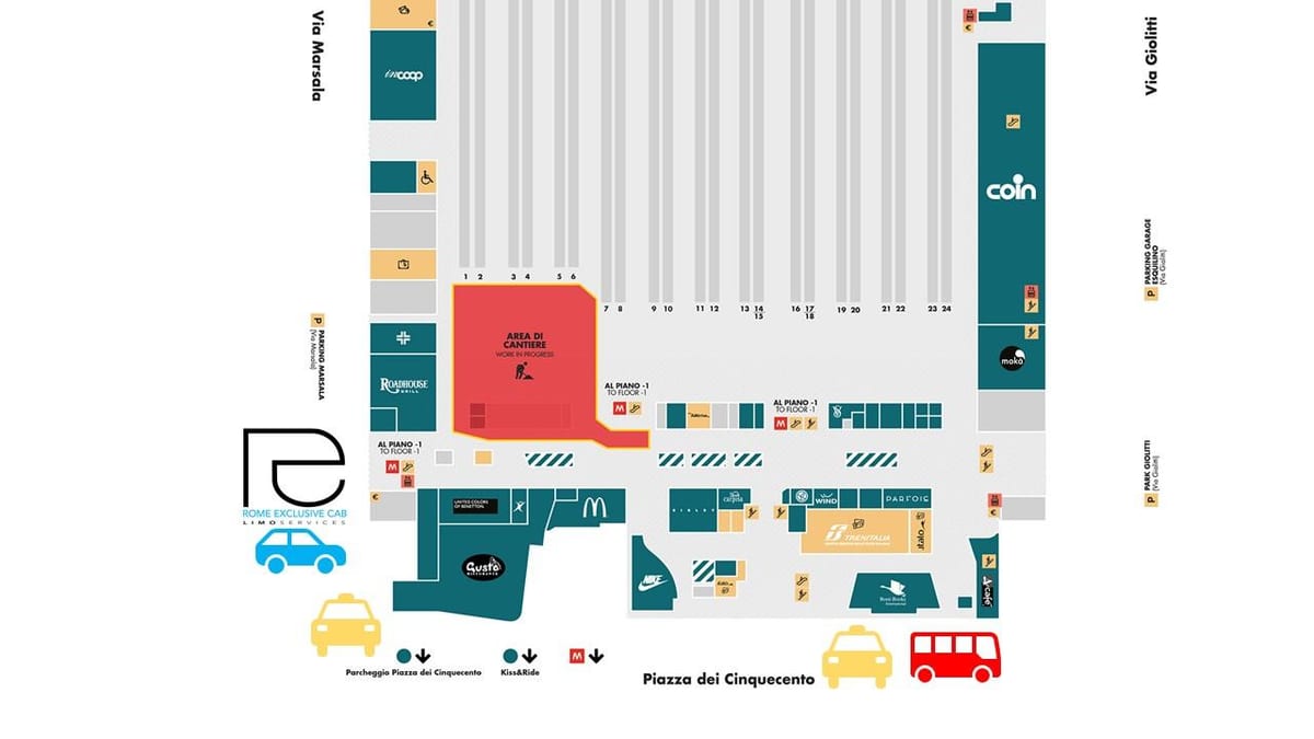 mapa estação ferroviária termini de Roma