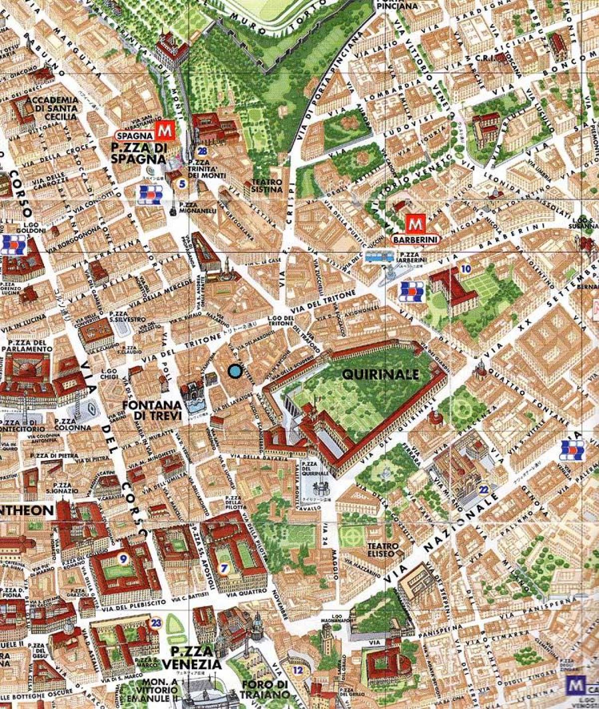Mapa da fonte de trevi Roma 