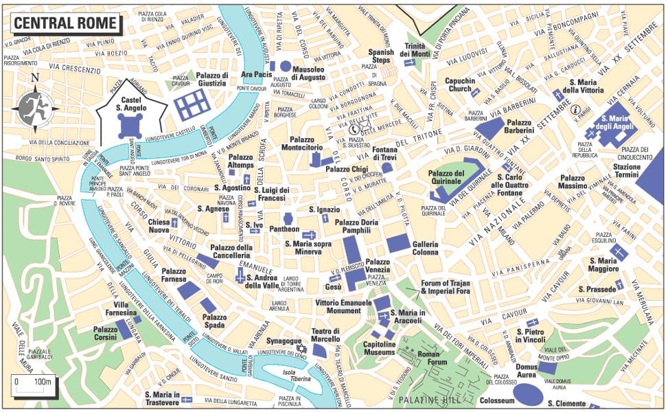 mapa da central, Roma, Itália