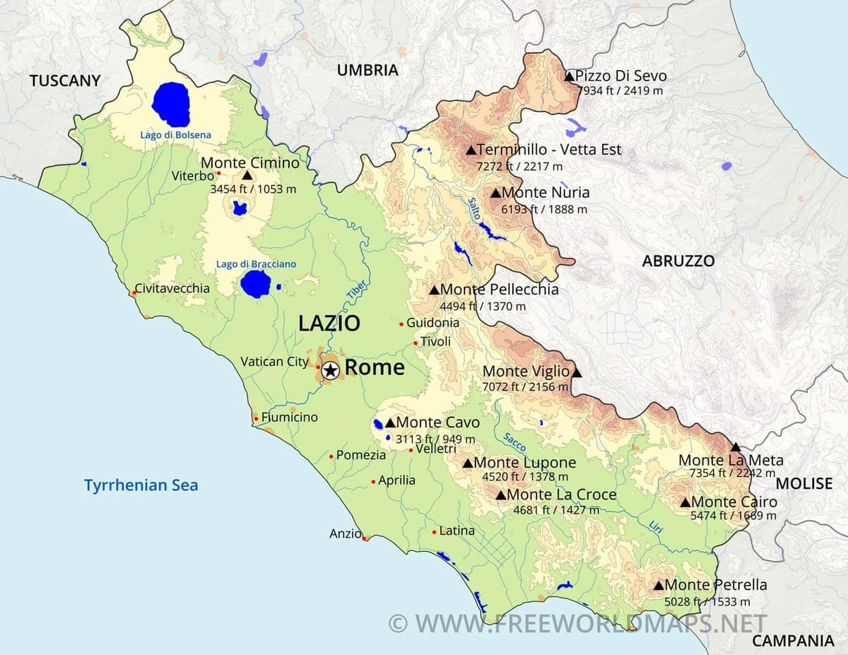 Roma mapa topográfico