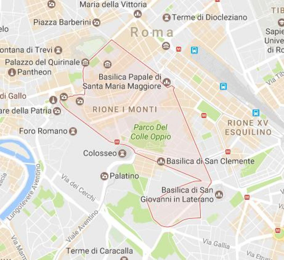 Mapa de monti, em Roma