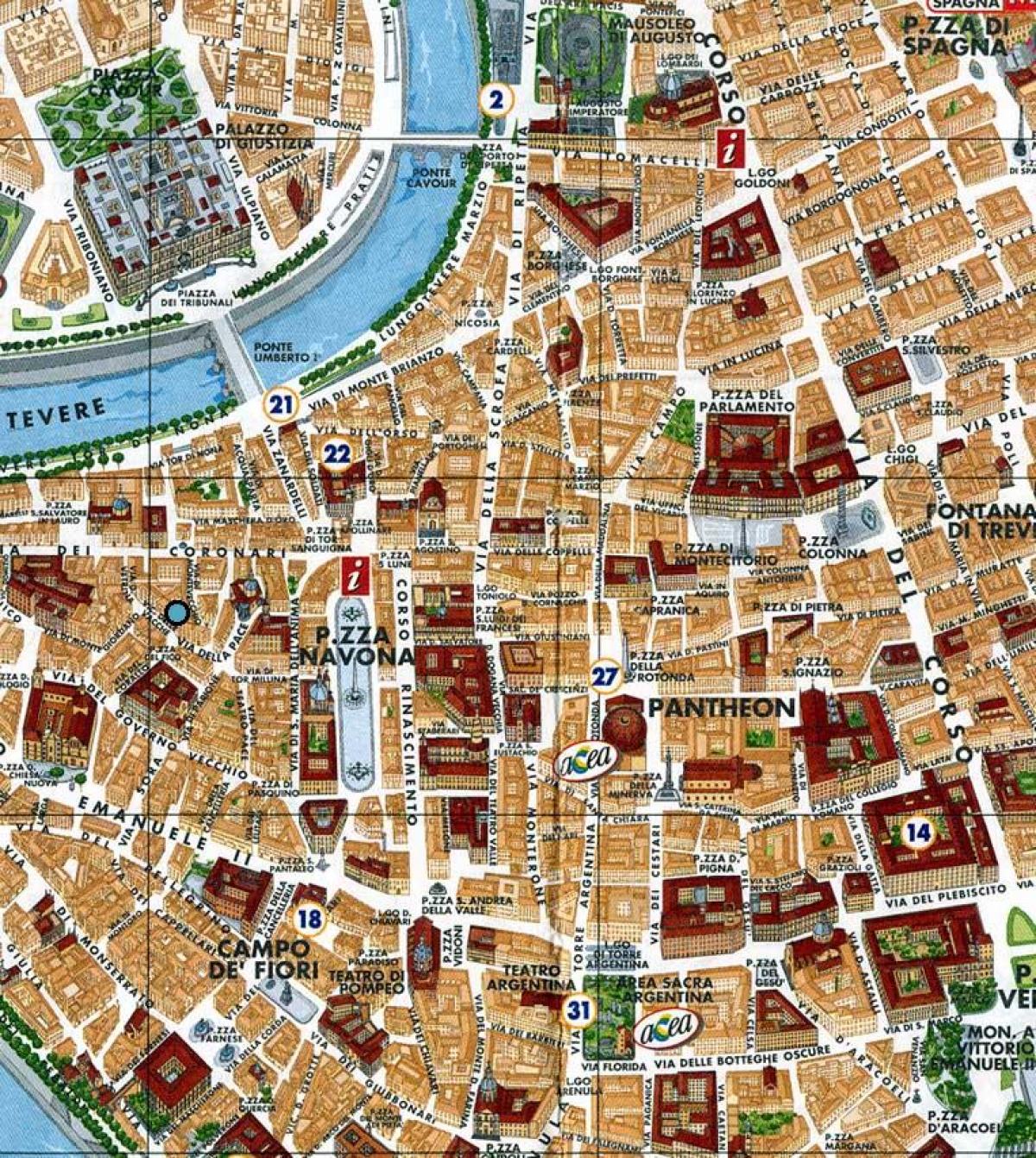 o mapa de Roma, a piazza navona