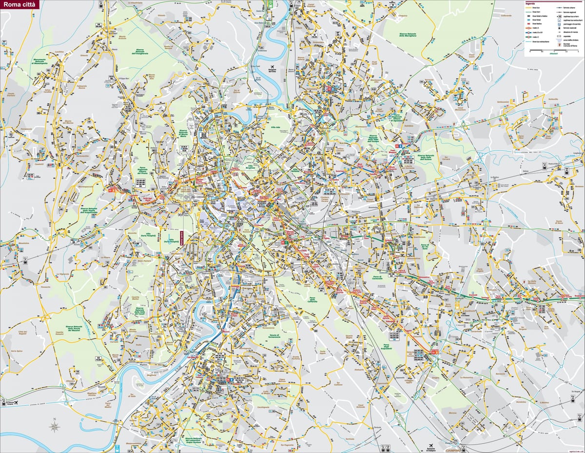 Roma, Itália mapa de ônibus