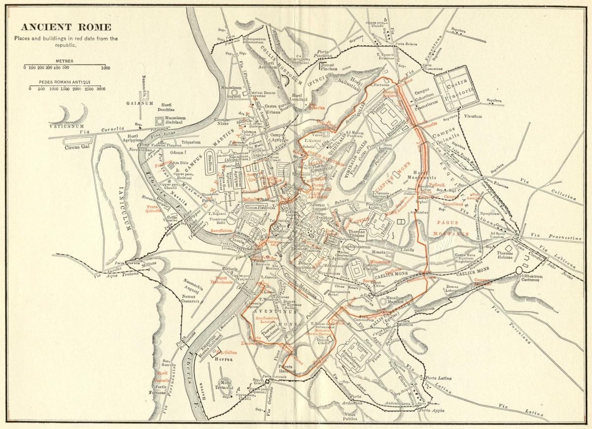 Mapa da Roma antiga rua 