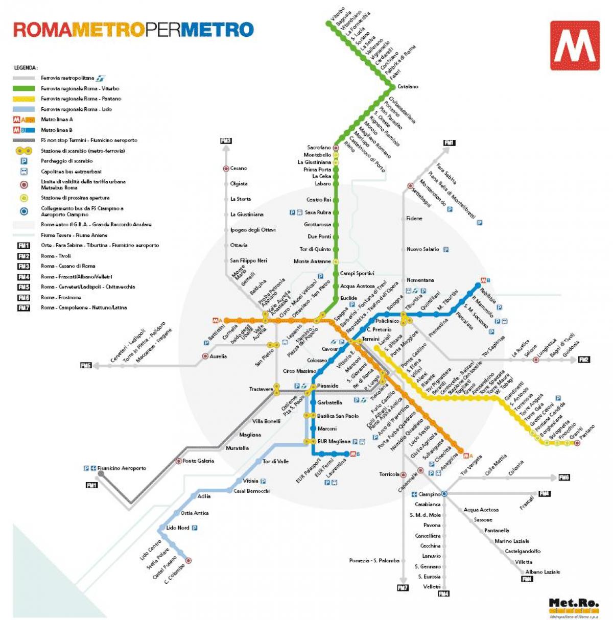 Roma mapa do metrô de 2016