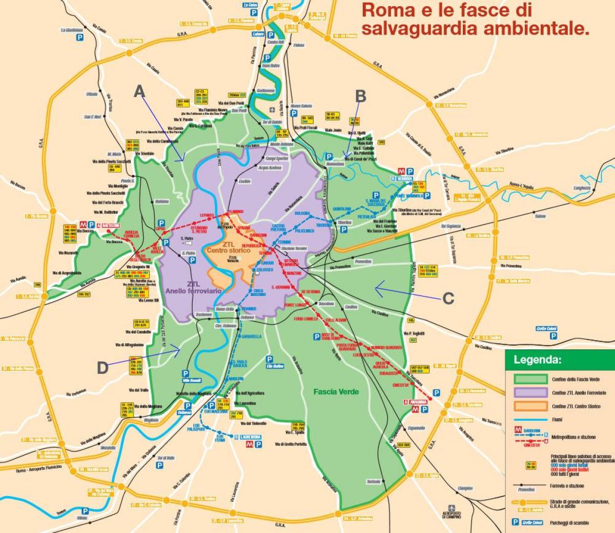 O mapa de Roma estacionamento