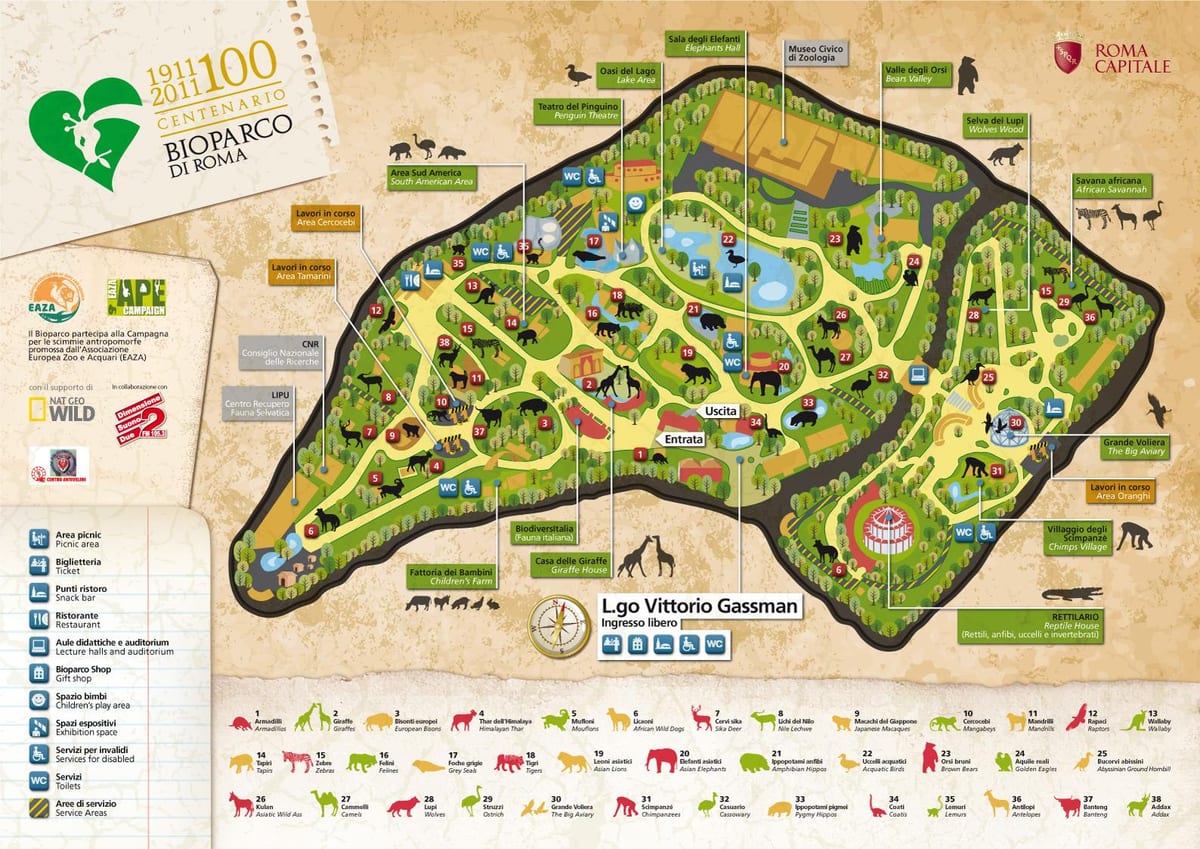 O mapa de Roma zoo