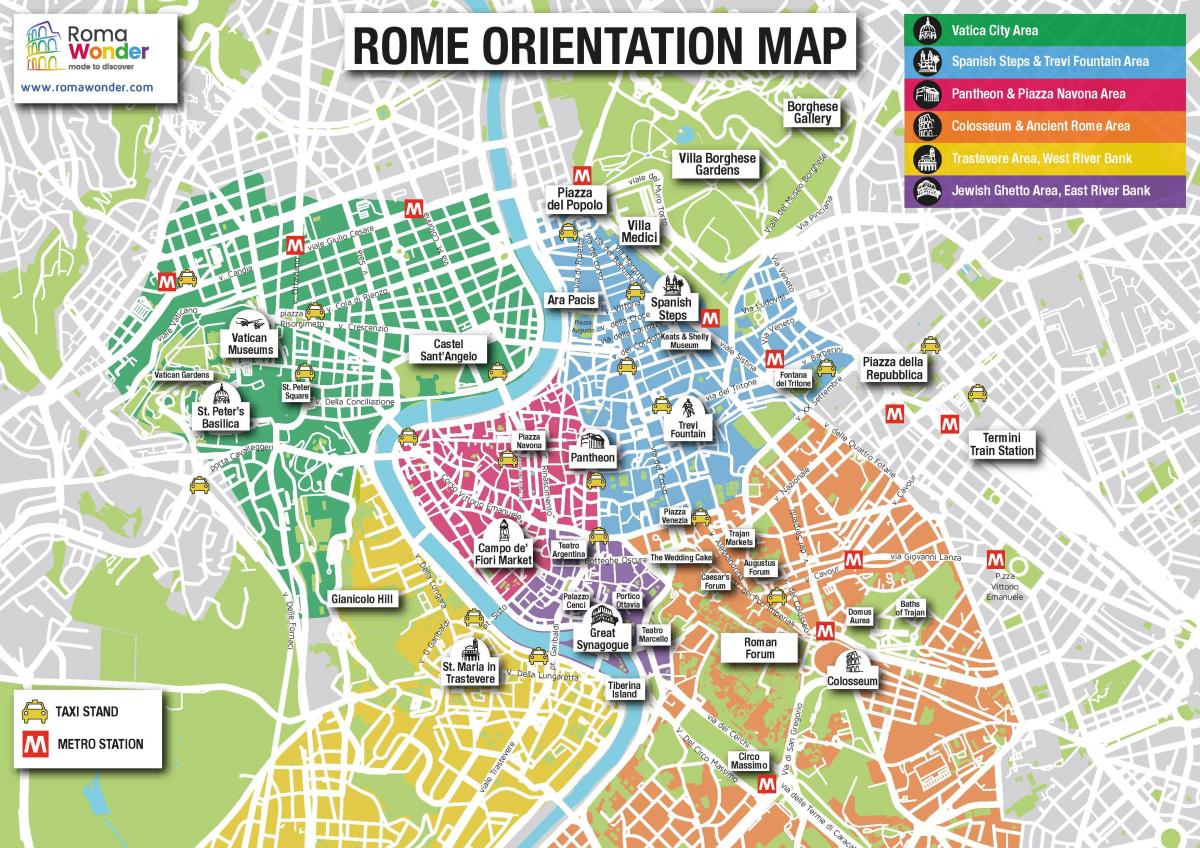 o mapa de Roma e locais turísticos