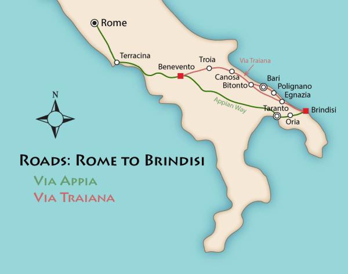 via appia, Itália mapa