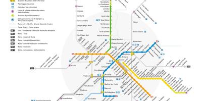 O mapa de Roma e a estação de metro