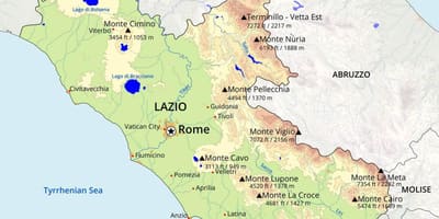 Roma mapa topográfico
