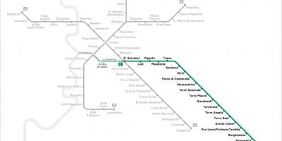 O mapa de Roma e a linha de metro c